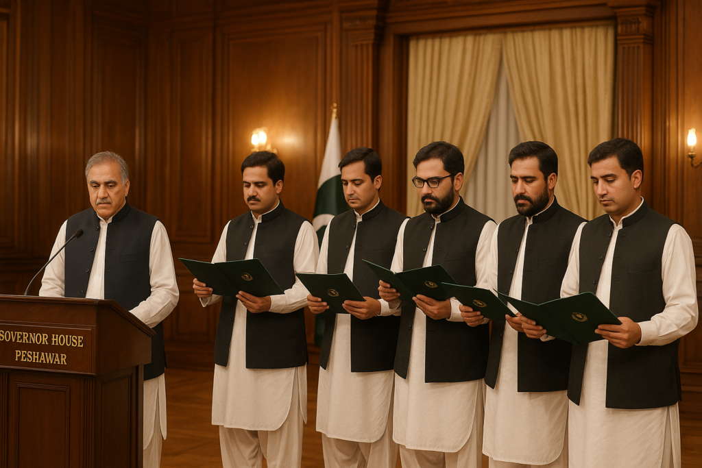Governor Kundi administers oath to 5 new KP ministers
